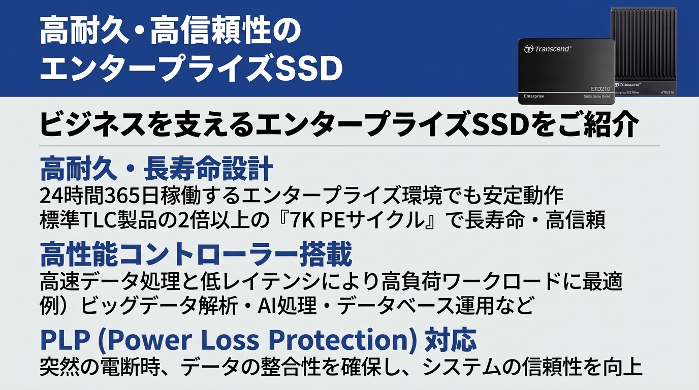 ビジネスの根幹を支える 高耐久・高信頼エンタープライズSSD