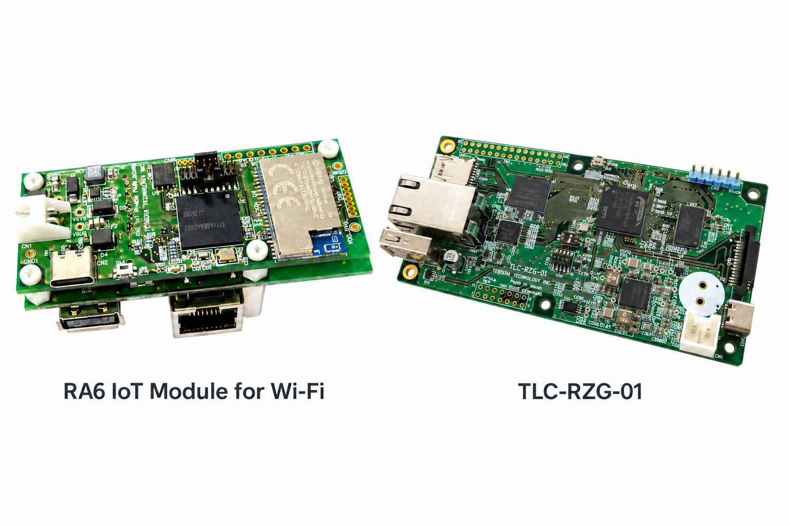 CPU搭載ボード(Single Board Computer:TLC-RZG-01、RA6 IoTModule for Wi-Fi)